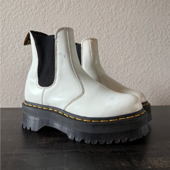 Dr. Martens Shoes - White Chelsea Quad Doc Marten Boots